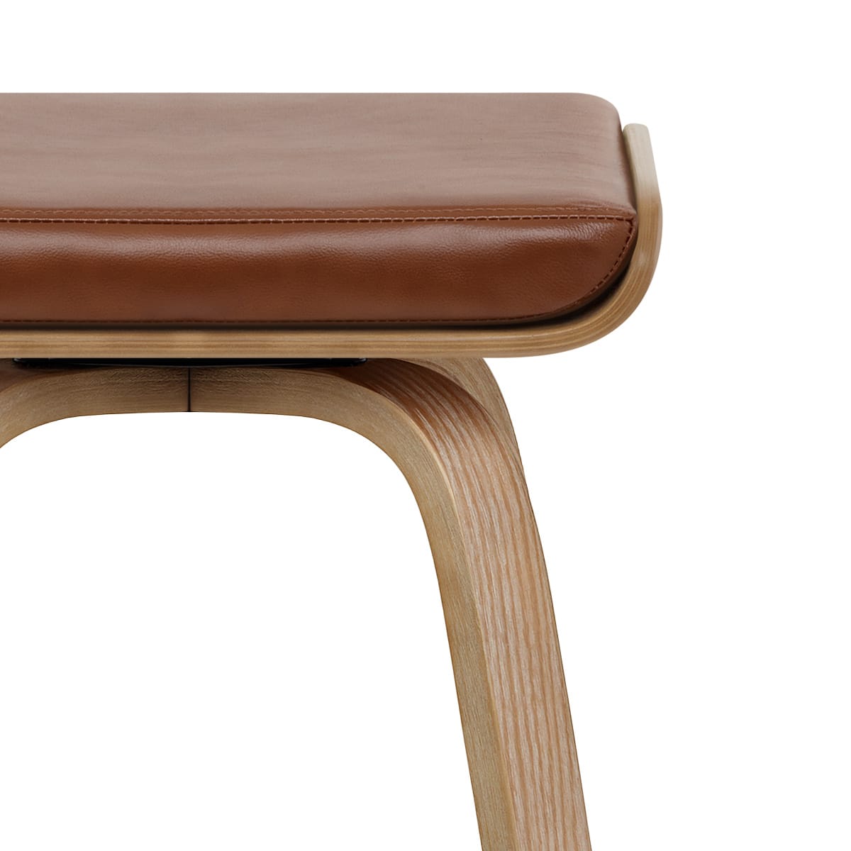 Tabouret de Bar Cuir Veritable Bois - Remy Marron