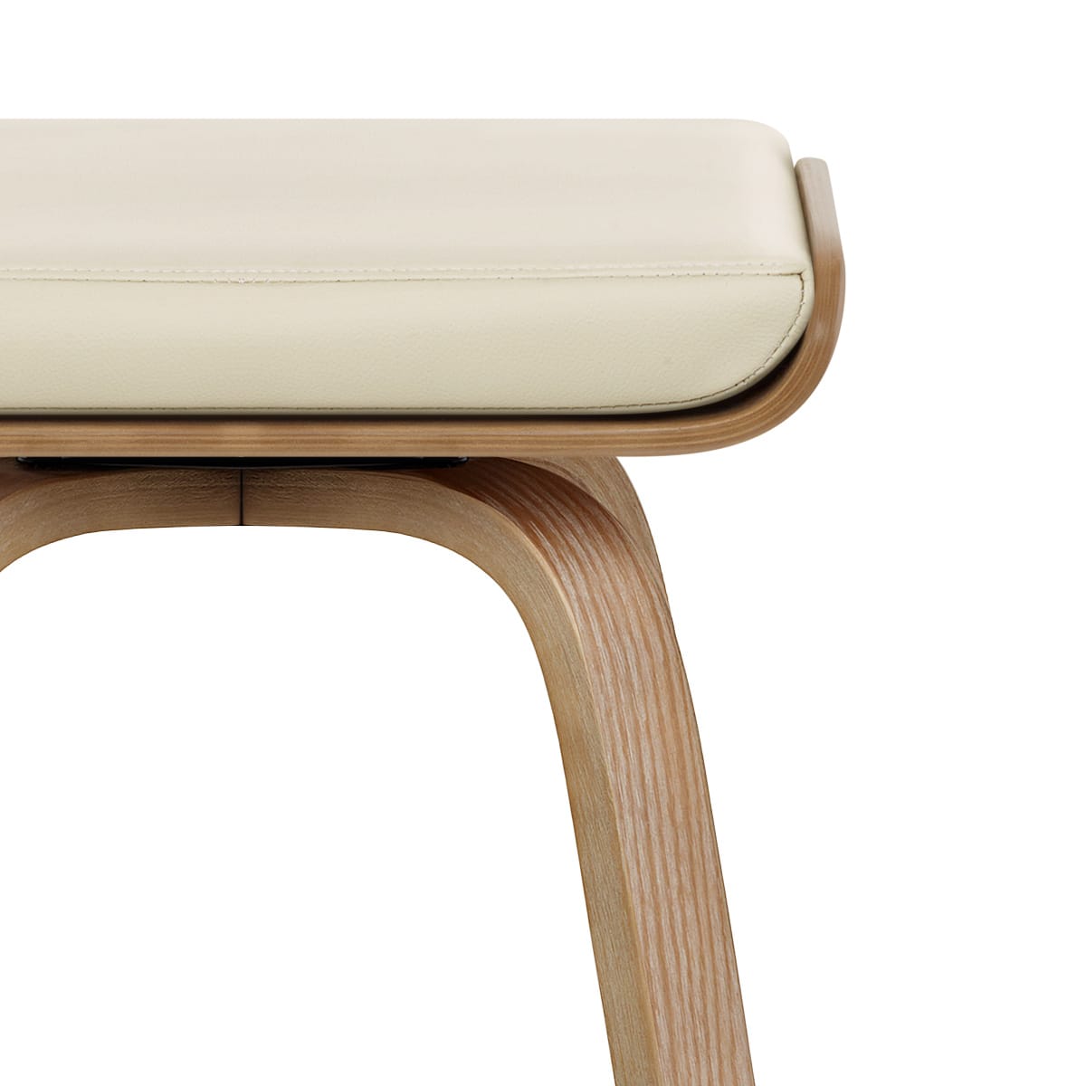 Tabouret de Bar Cuir Veritable Bois - Remy Crème