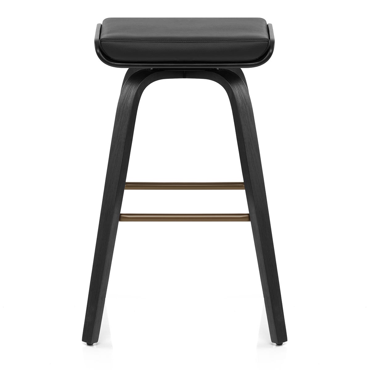 Tabouret de Bar Cuir Veritable Bois - Remy Noir