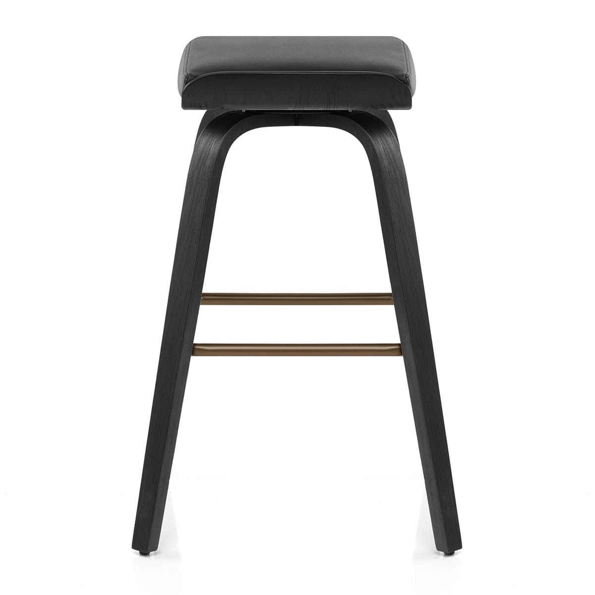 Tabouret de Bar Cuir Veritable Bois - Remy Noir