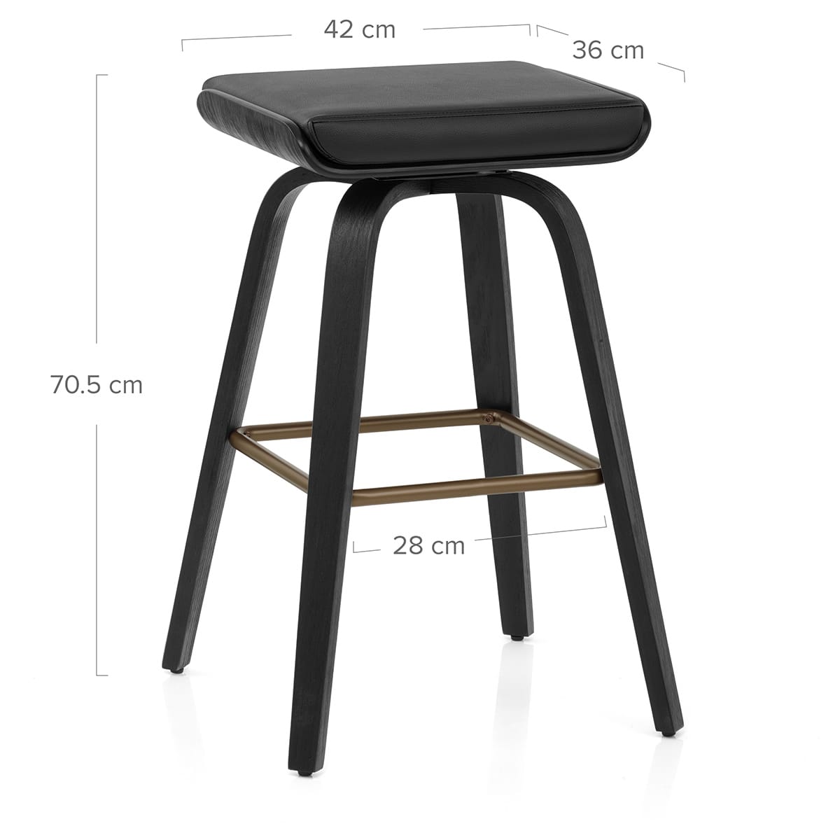 Tabouret de Bar Cuir Veritable Bois - Remy Noir