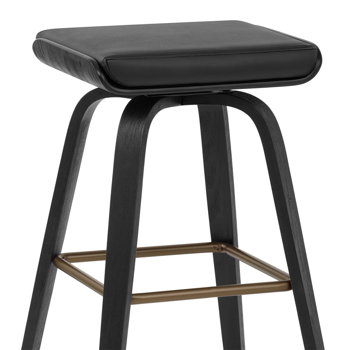Tabouret de Bar Cuir Veritable Bois - Remy Noir