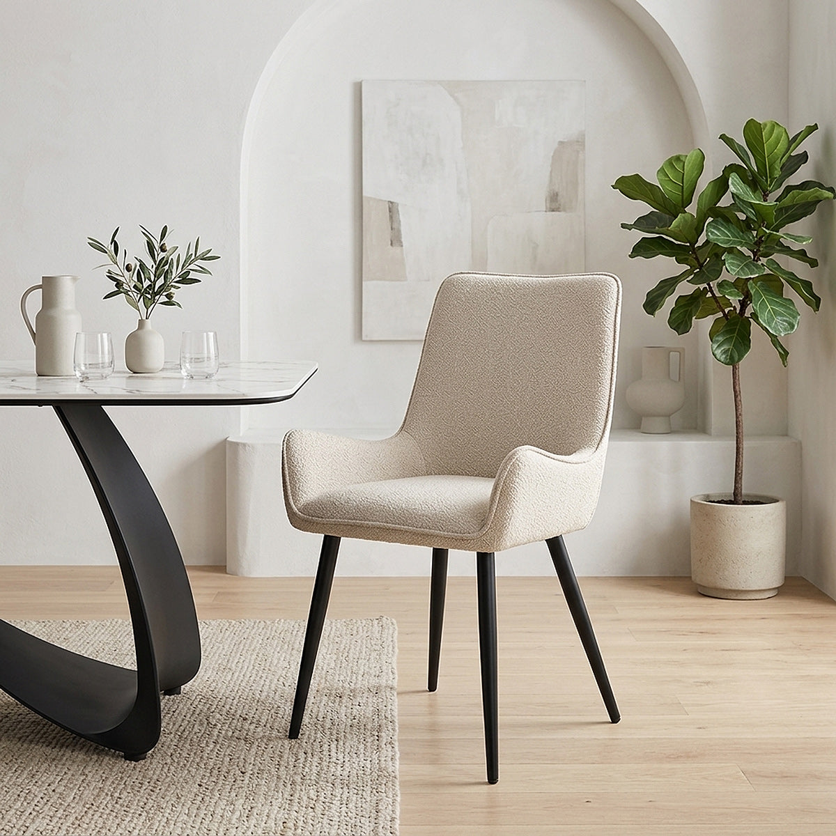 Chaise Tissu - Rene Crème 