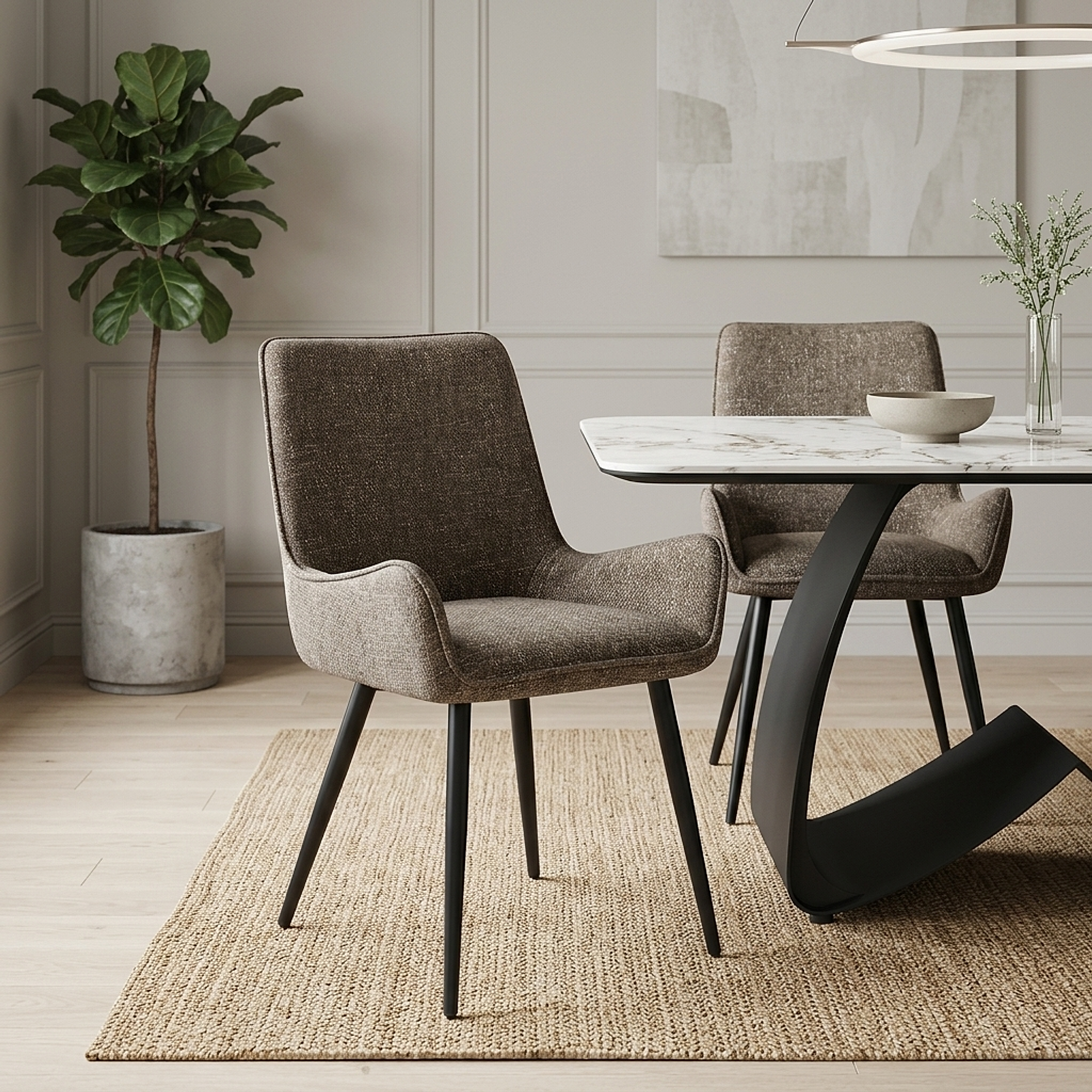 Chaise Tissu - Rene Marron 