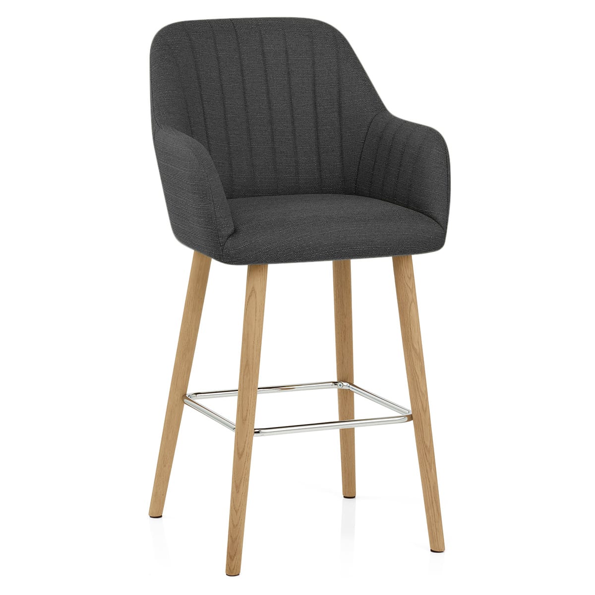 Rio Wooden Stool Charcoal Fabric