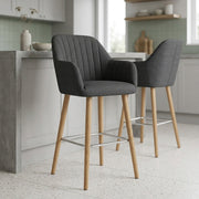 Tabouret de Bar Tissu - Rio Gris Foncé 