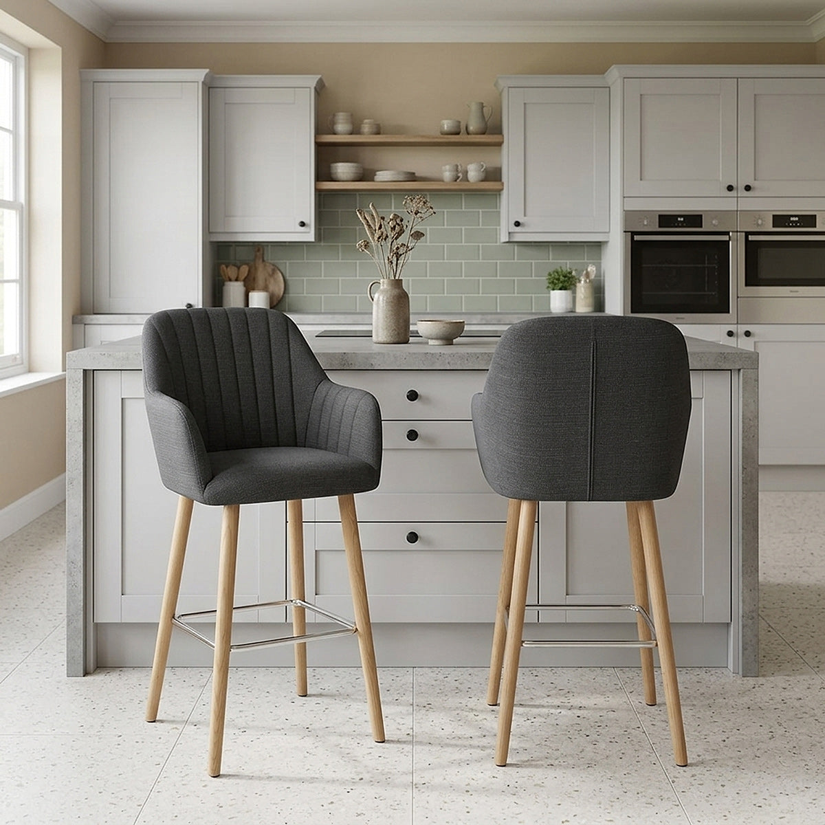 Tabouret de Bar Tissu - Rio Gris Foncé 