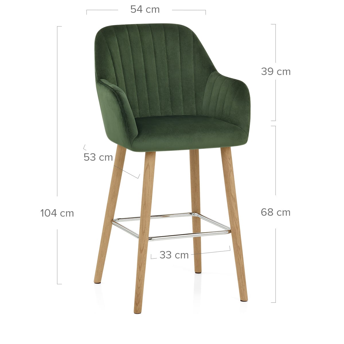Rio Wooden Stool Green Velvet