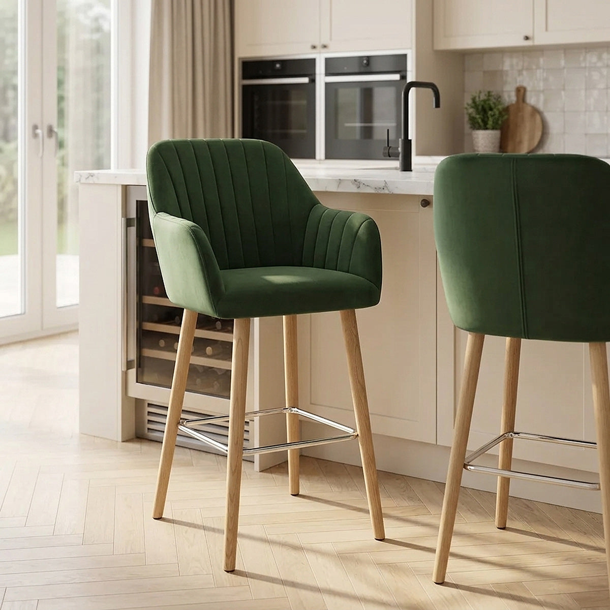 Chaise de bar Bois Velours - Rio Vert 