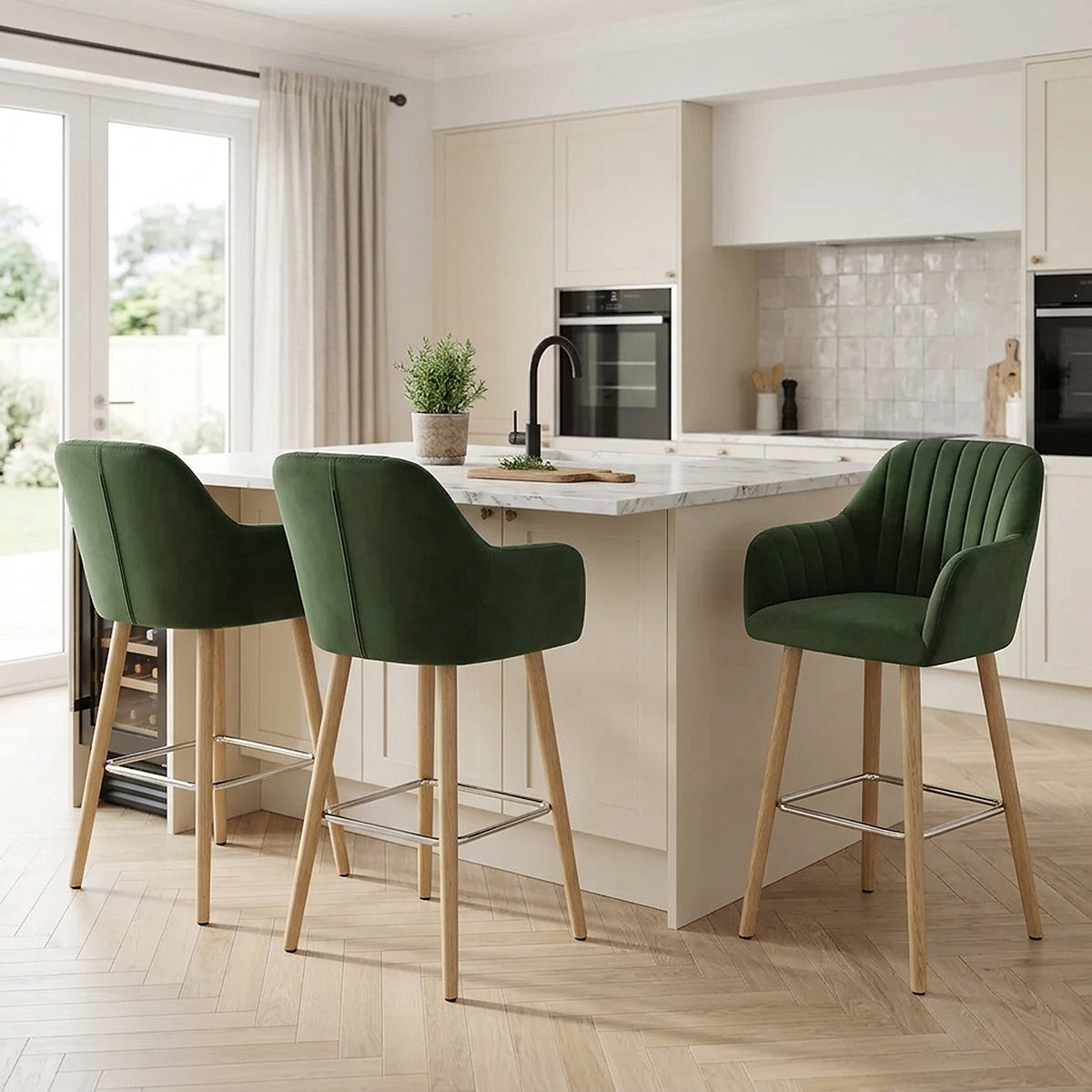 Chaise de bar Bois Velours - Rio Vert 