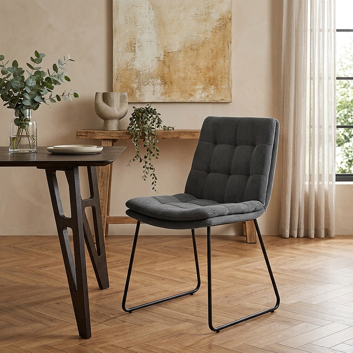 Chaise Tissu - Riva Gris Foncé 