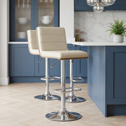 Chaise de bar Faux Cuir Bois Chrome - Riviera Crème 