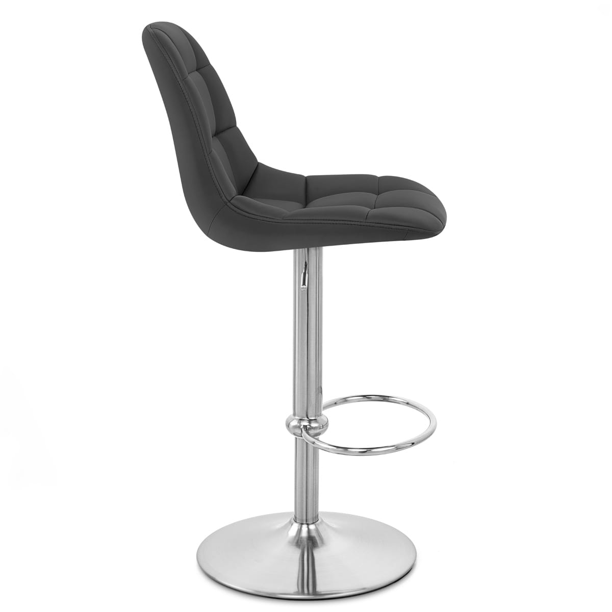 Chaise de Bar Faux Cuir Chrome Brossé - Rochelle Noir 