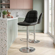 Chaise de Bar Faux Cuir Chrome Brossé - Rochelle Noir 