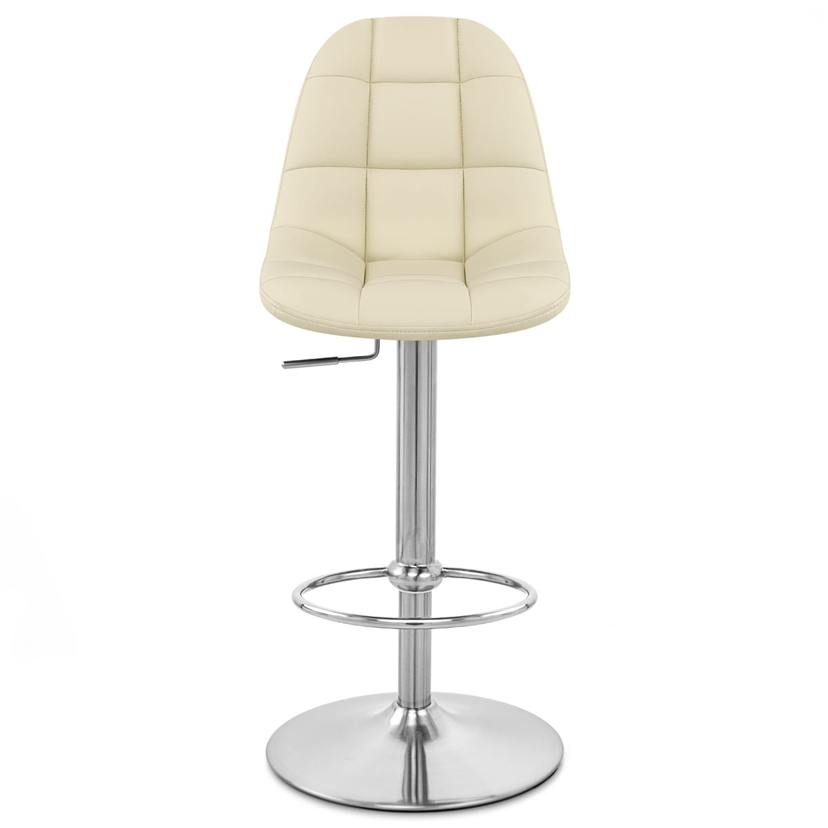 Chaise de Bar Faux Cuir Chrome Brossé - Rochelle Crème 