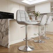 Chaise de Bar Faux Cuir Chrome Brossé - Rochelle Gris 