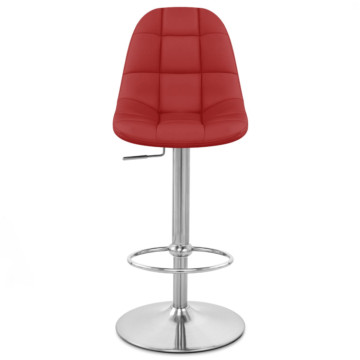Chaise de Bar Faux Cuir Chrome Brossé - Rochelle Rouge 