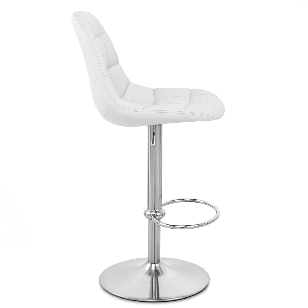 Chaise de Bar Faux Cuir Chrome Brossé - Rochelle Blanc 