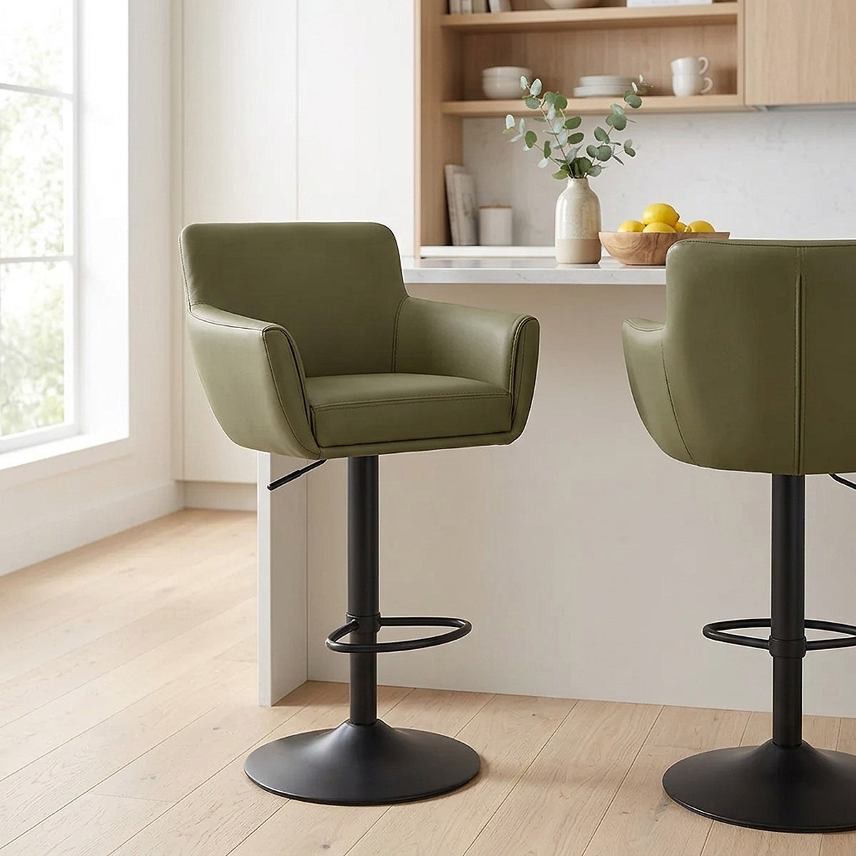 Tabouret Cuir Veritable - Rome Vert 