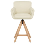 Rome Real Leather Wooden Stool Cream