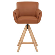 Rome Real Leather Wooden Stool Tan