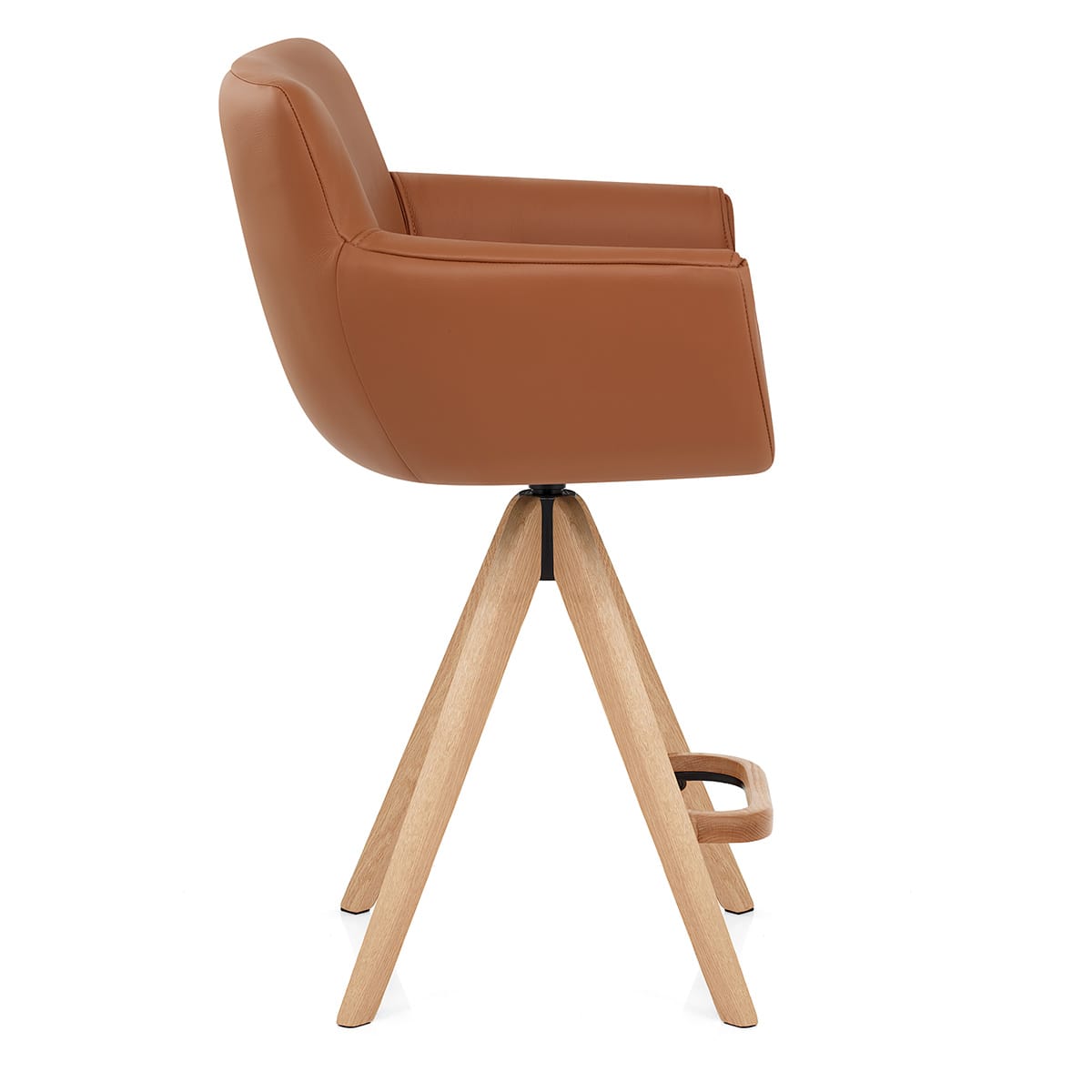 Rome Real Leather Wooden Stool Tan