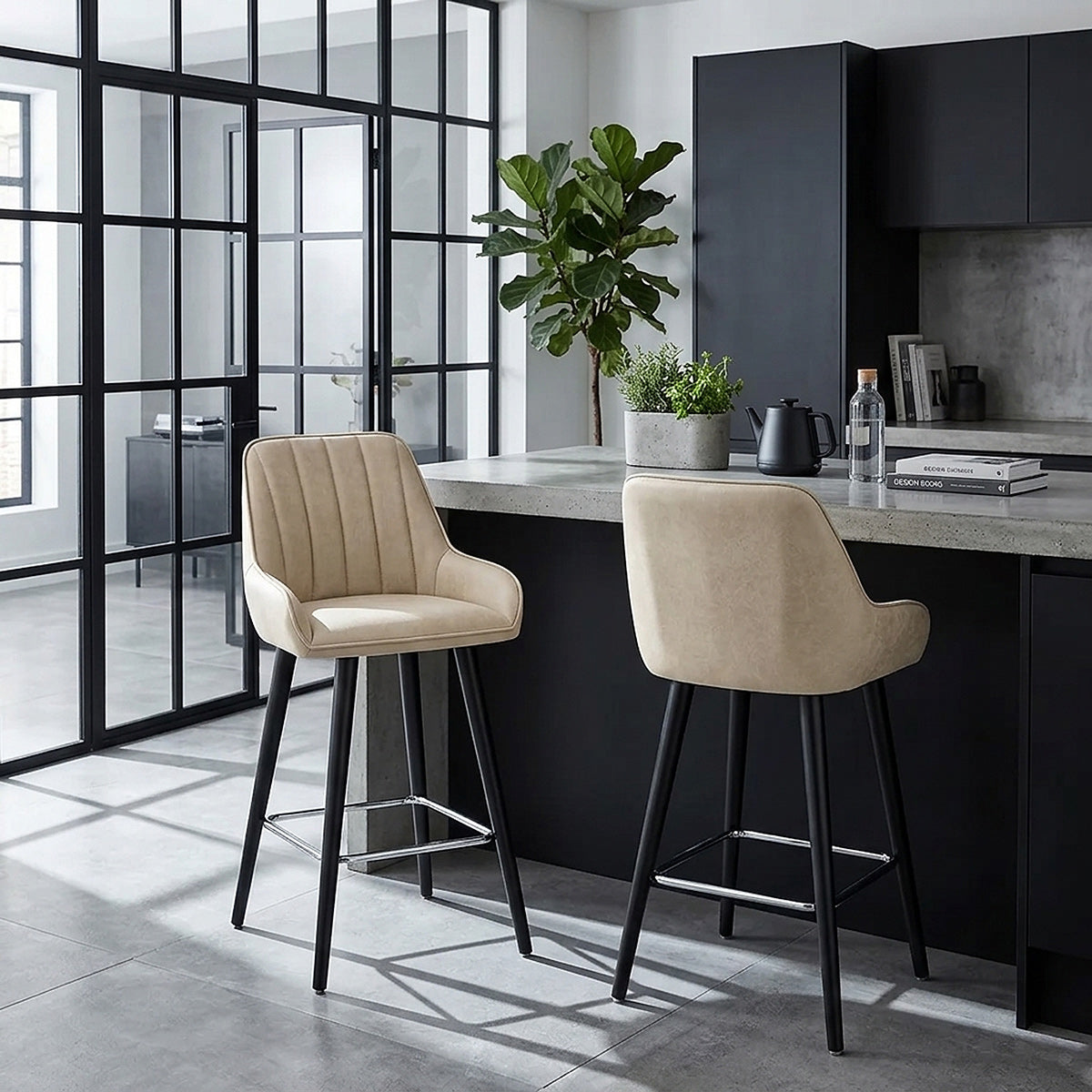 Tabouret de Bar Faux Cuir - Rosa Crème 