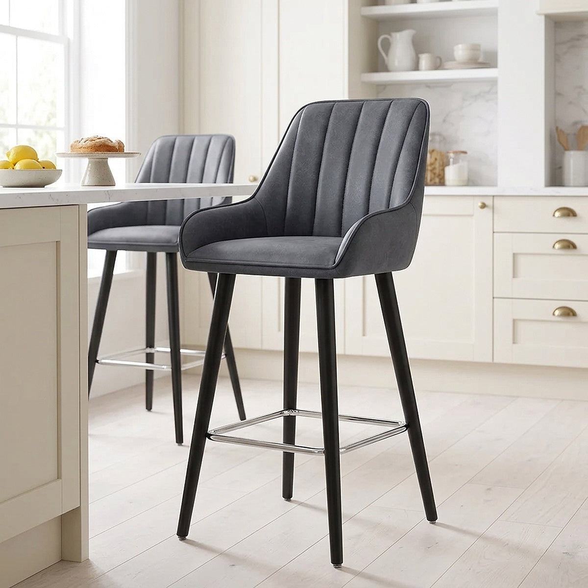 Tabouret de Bar Faux Cuir - Rosa Bleu 