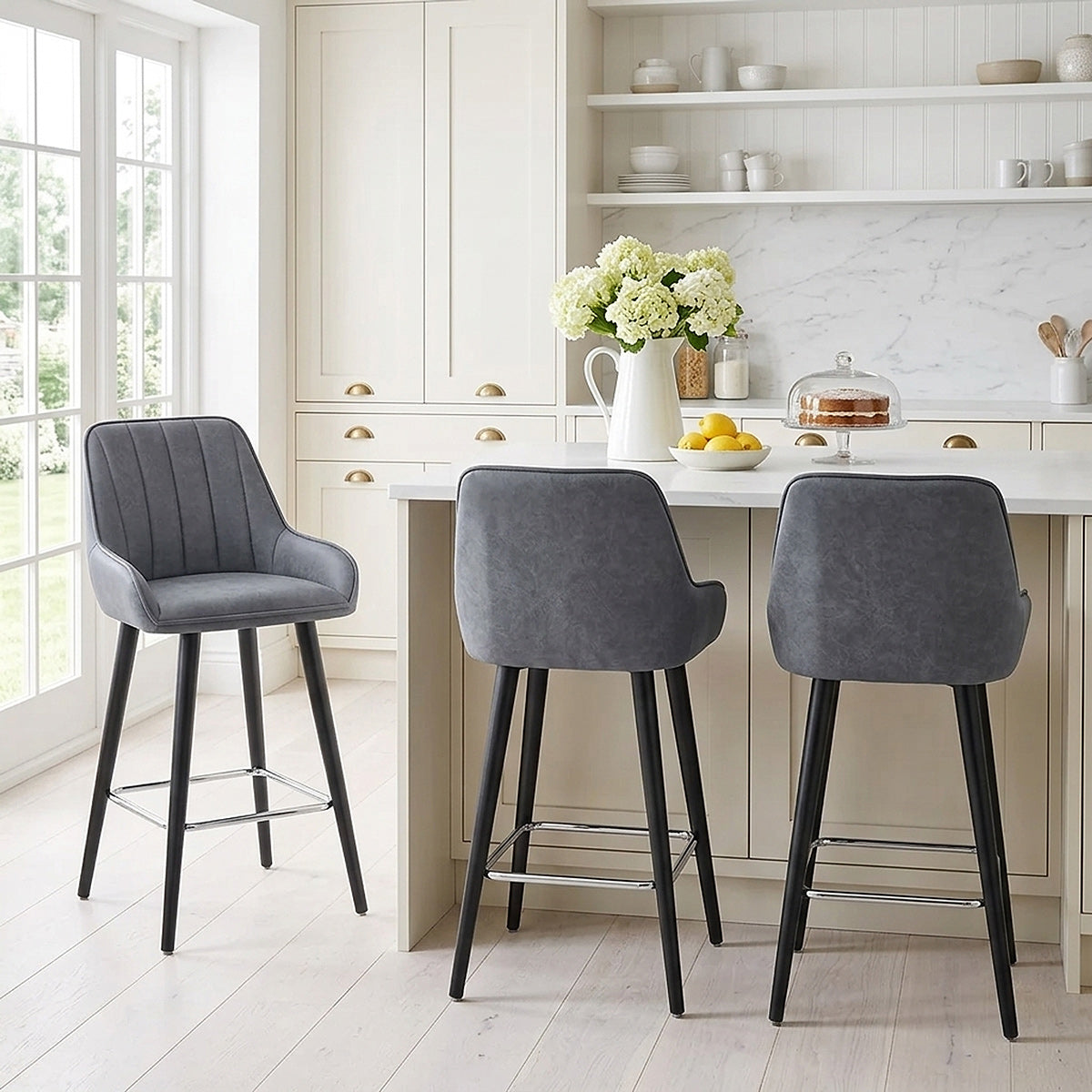 Tabouret de Bar Faux Cuir - Rosa Bleu 
