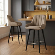 Tabouret de Bar Faux Cuir - Rosa Taupe 