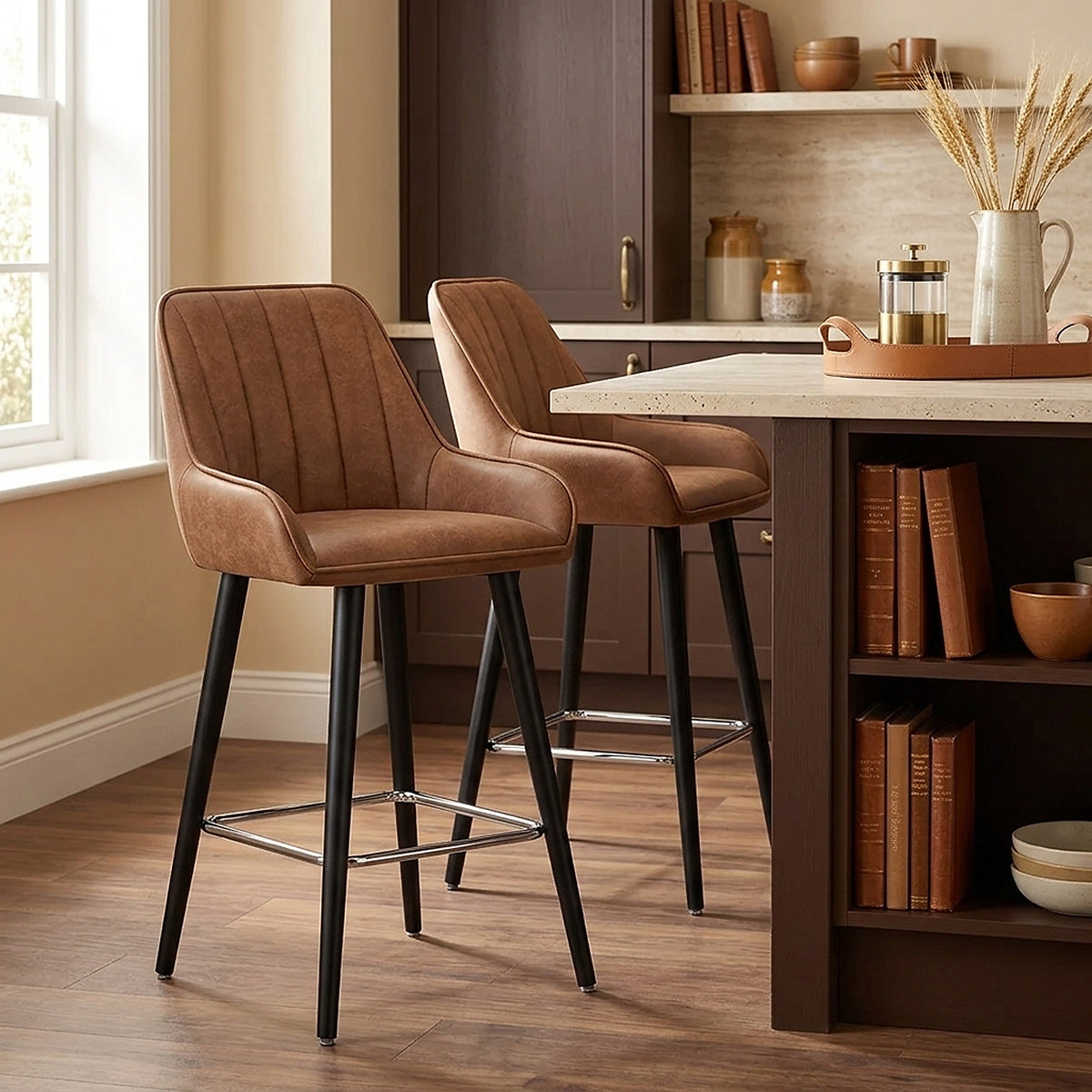 Tabouret de Bar Faux Cuir - Rosa Marron 