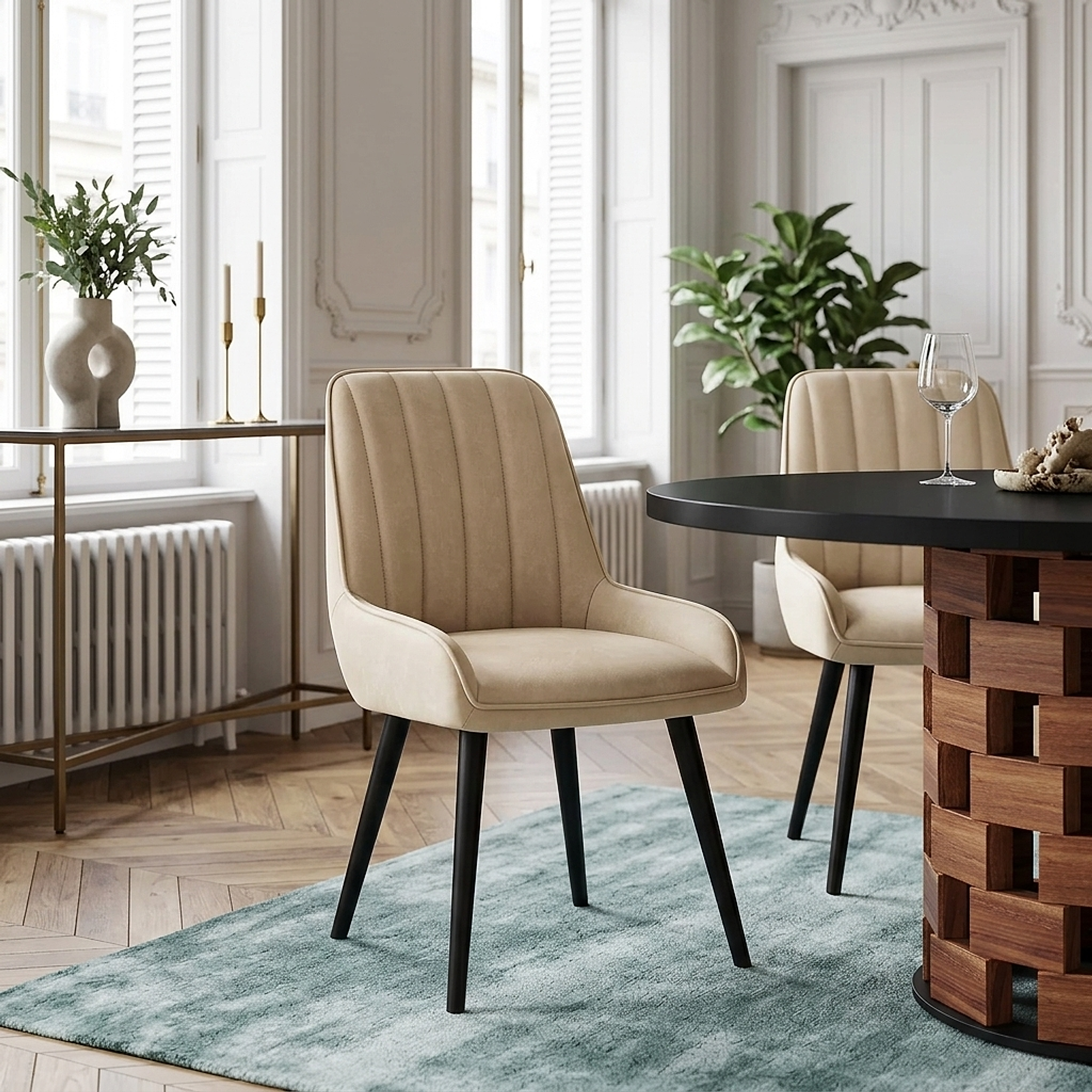 Chaise Faux Cuir - Rosa Crème 