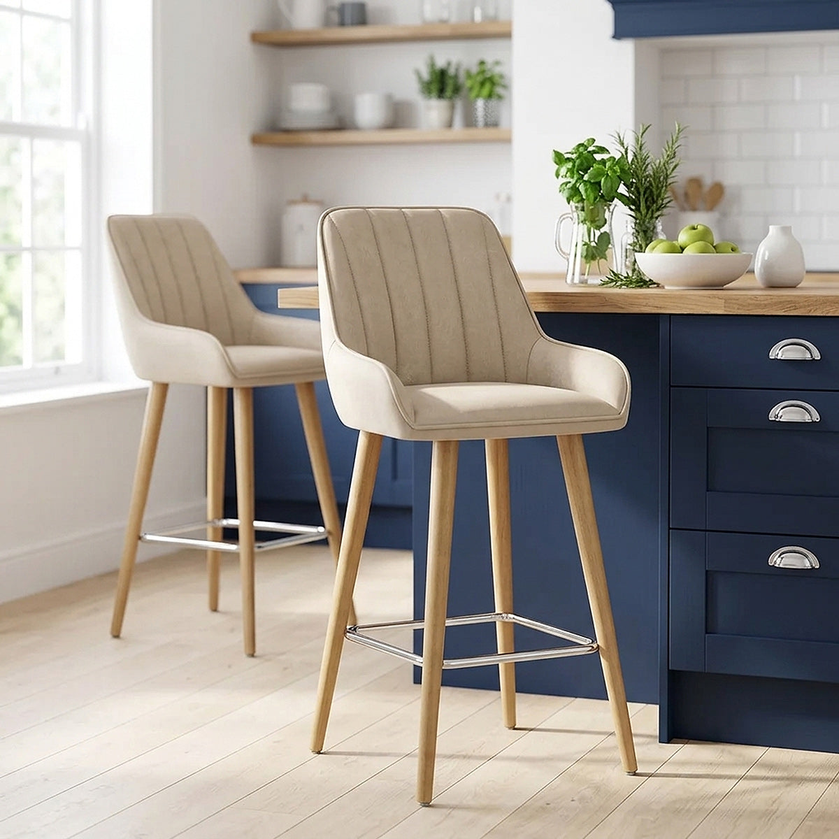 Tabouret de Bar Bois - Rosa Crème 