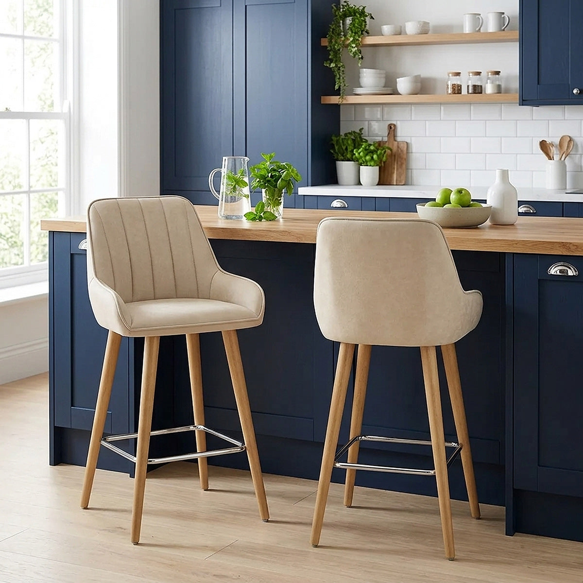 Tabouret de Bar Bois - Rosa Crème 