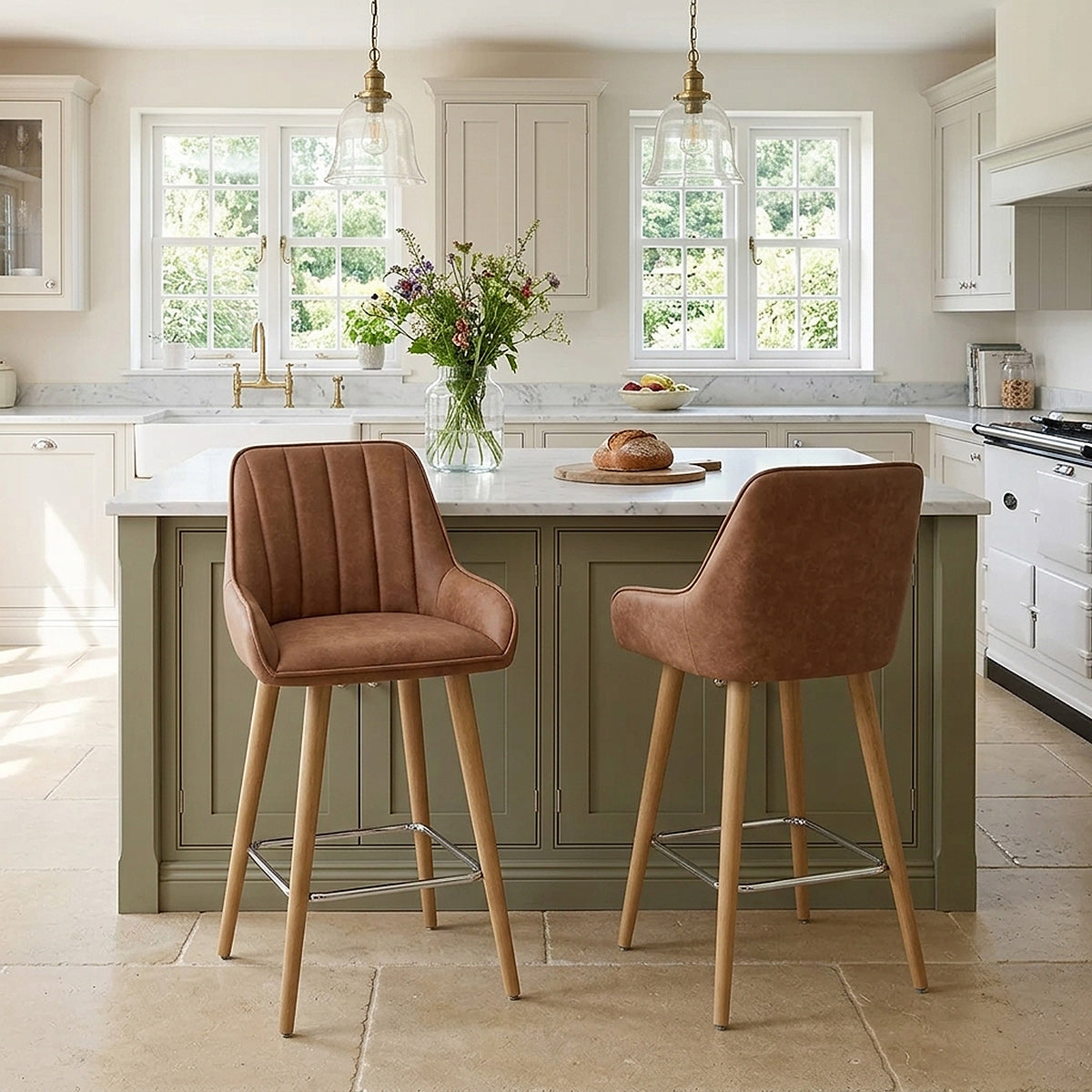Tabouret de Bar Bois - Rosa Marron 