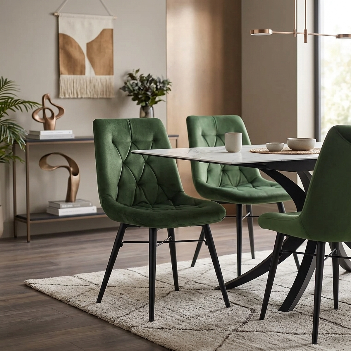 Chaise Métal Velours - Roxy Vert 