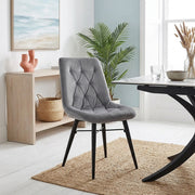 Chaise Métal Velours - Roxy Gris 