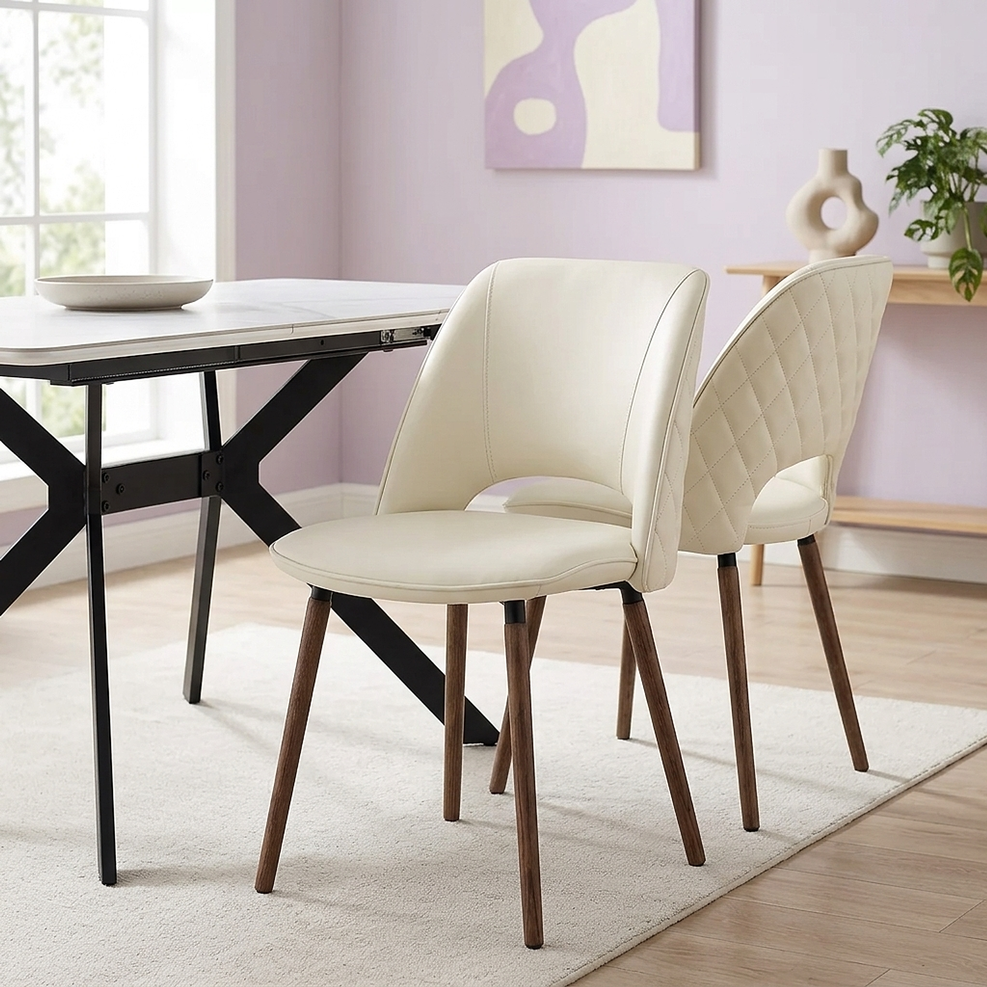 Chaise Cuir Véritable - Santo Crème