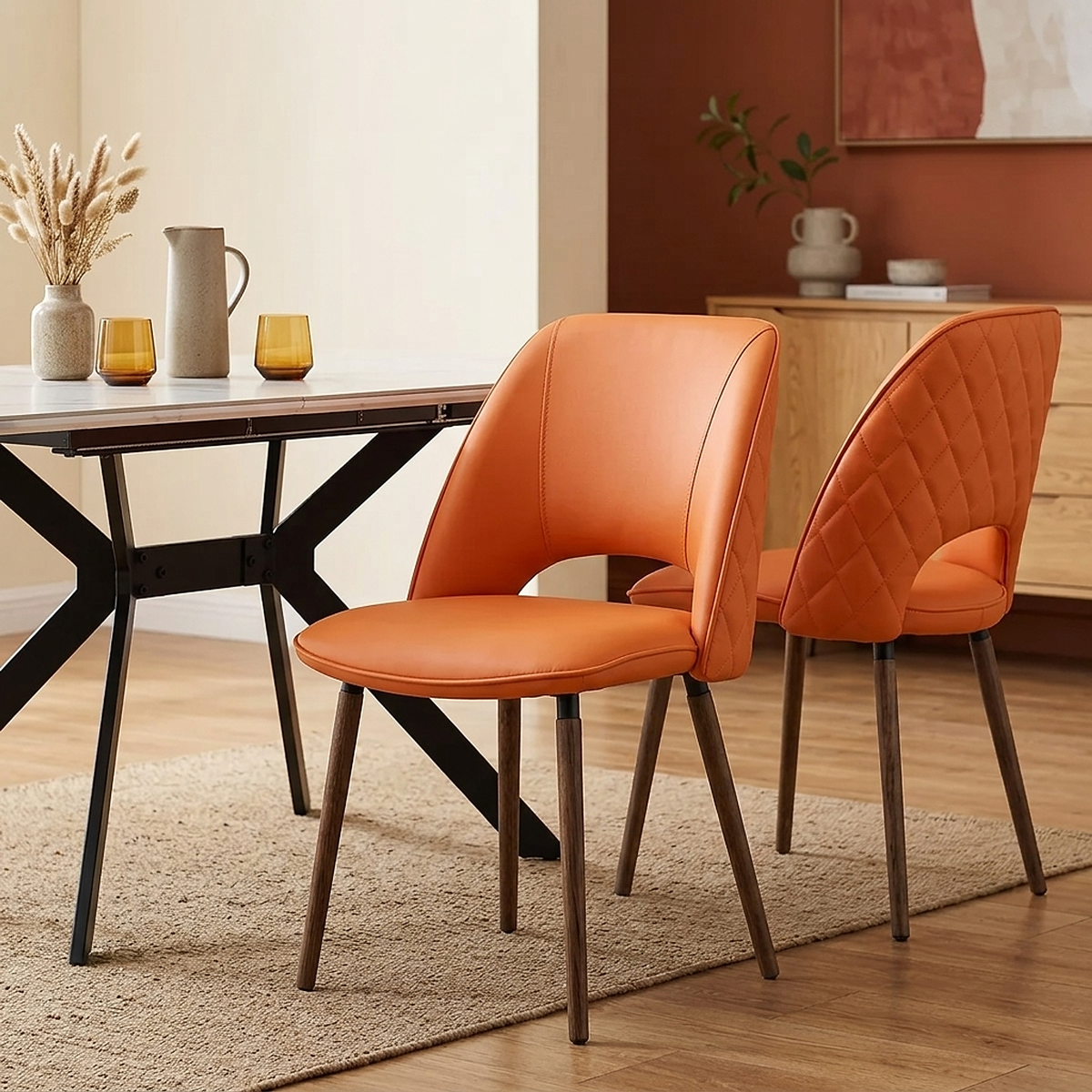 Chaise Cuir Véritable - Santo Orange 