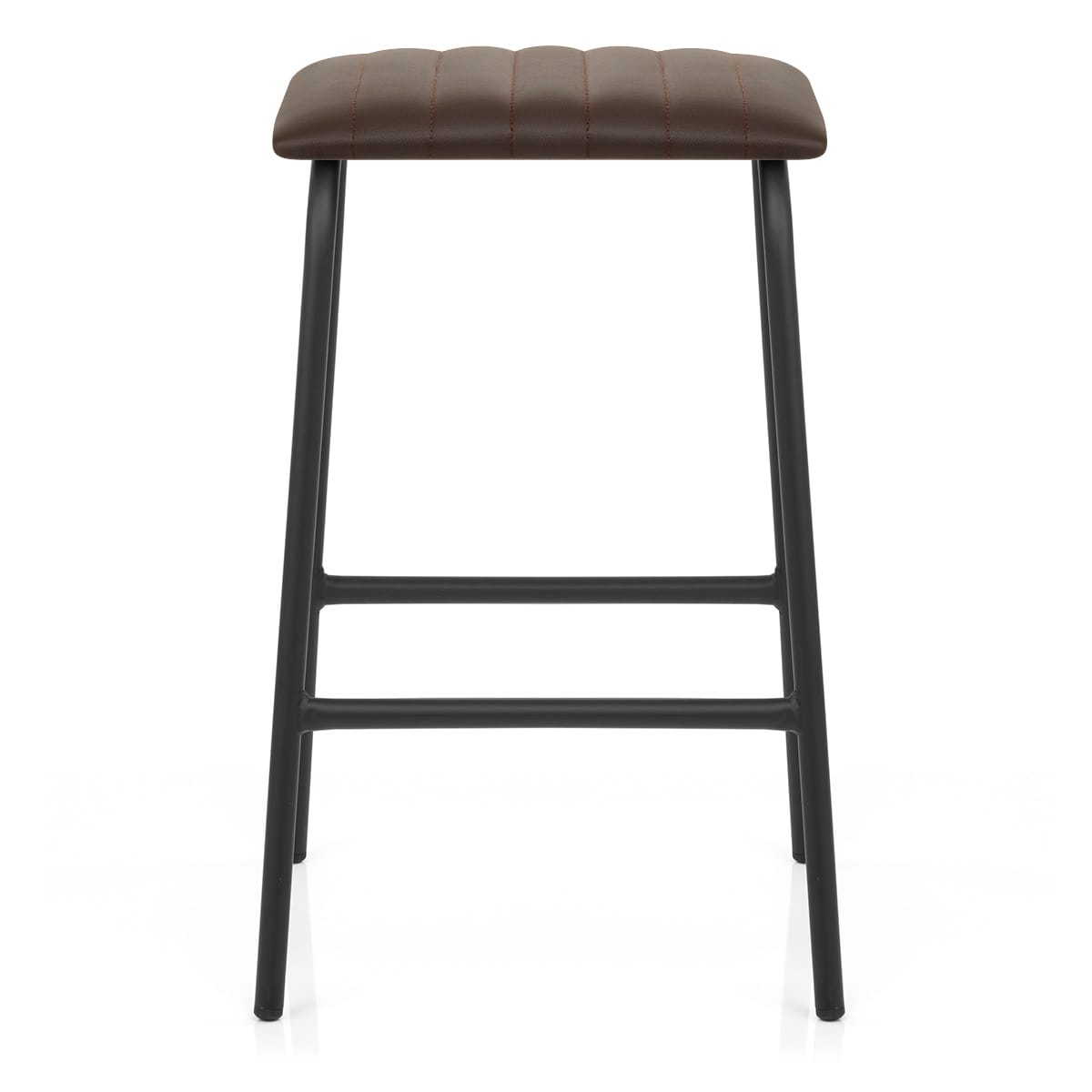 Tabouret Métal Cuir - Sasha Marron 