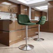 Chaise de Bar Chrome Brossé Velours - Scoop Vert 