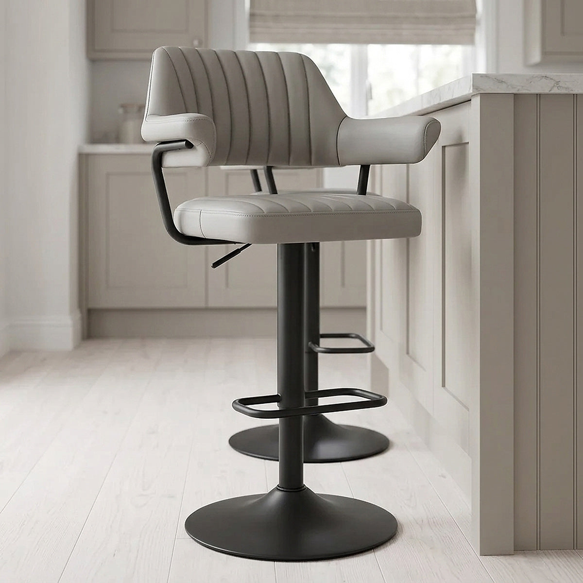 Tabouret de bar Cuir Véritable - Scout Gris 