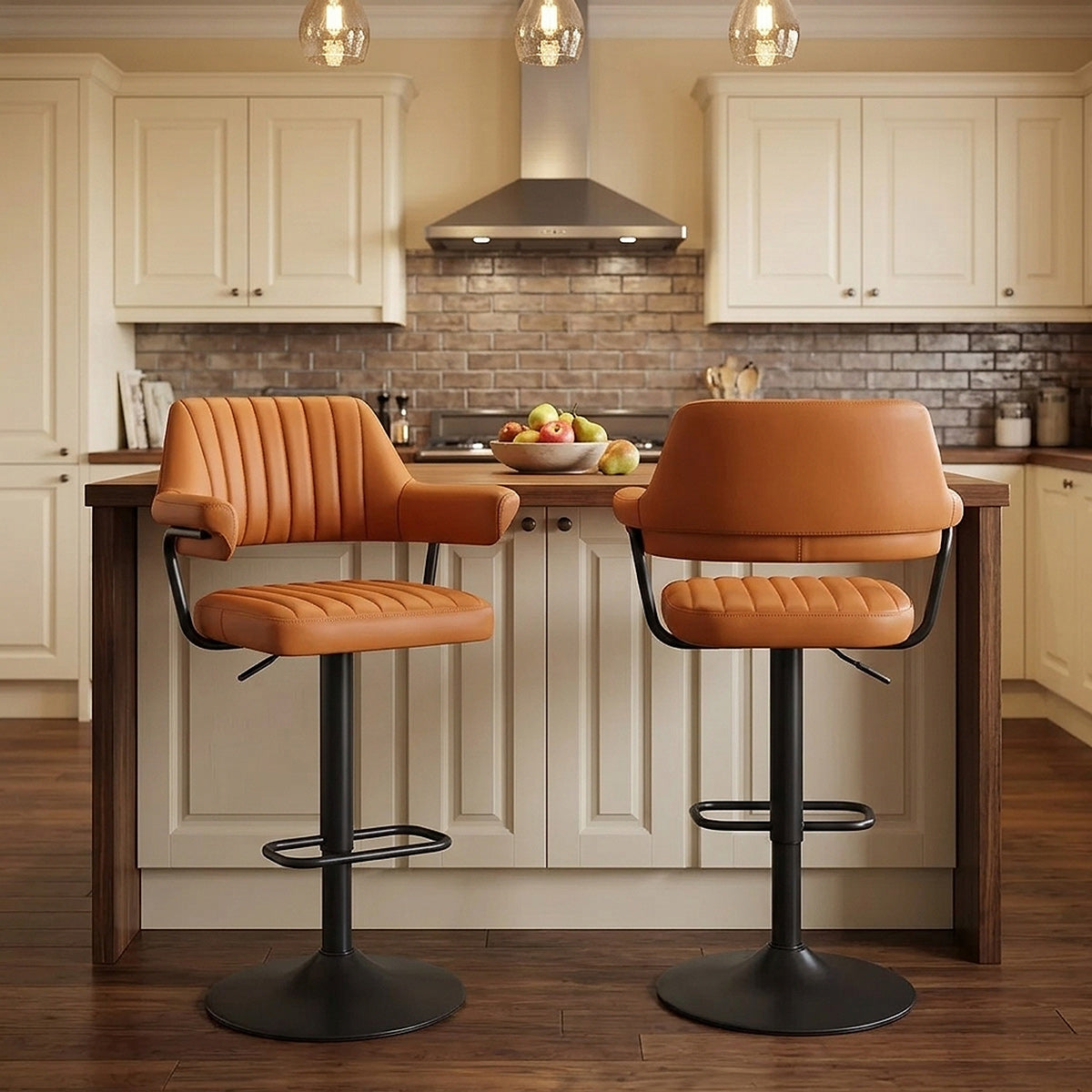 Tabouret de bar Cuir Véritable - Scout Orange 