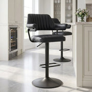 Tabouret de bar Cuir Véritable - Scout Gris Foncé 