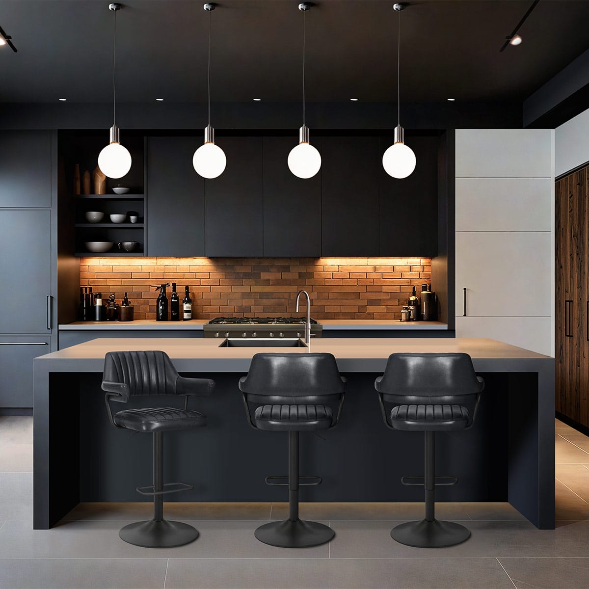 Scout Real Leather Stool Slate