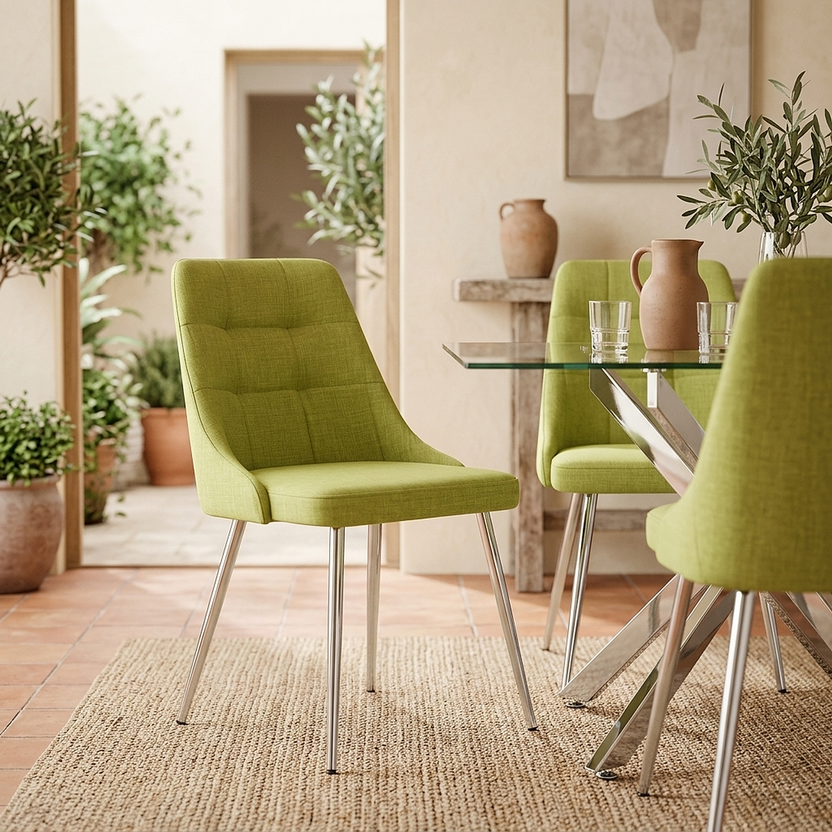 Chaise Tissu Chrome - Shanghai Vert 