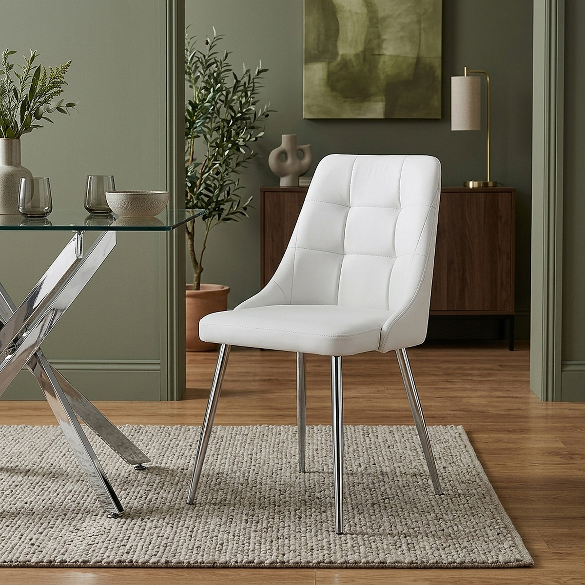 Chaise Faux Cuir - Shanghai Blanc 