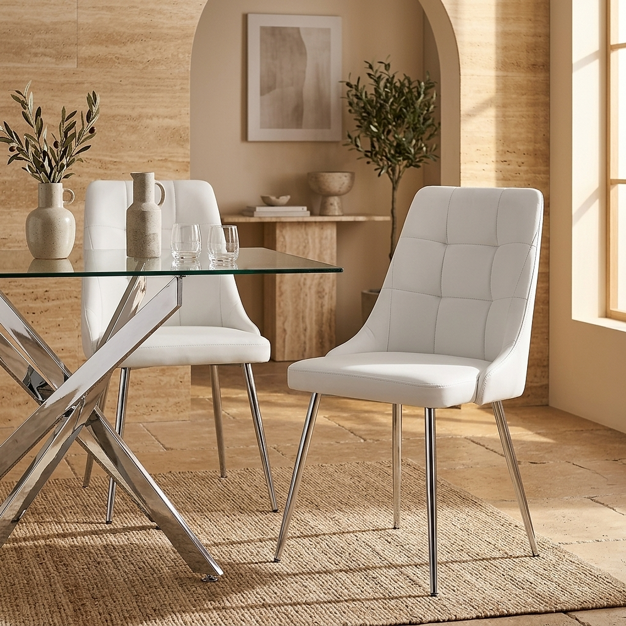 Chaise Faux Cuir - Shanghai Blanc 