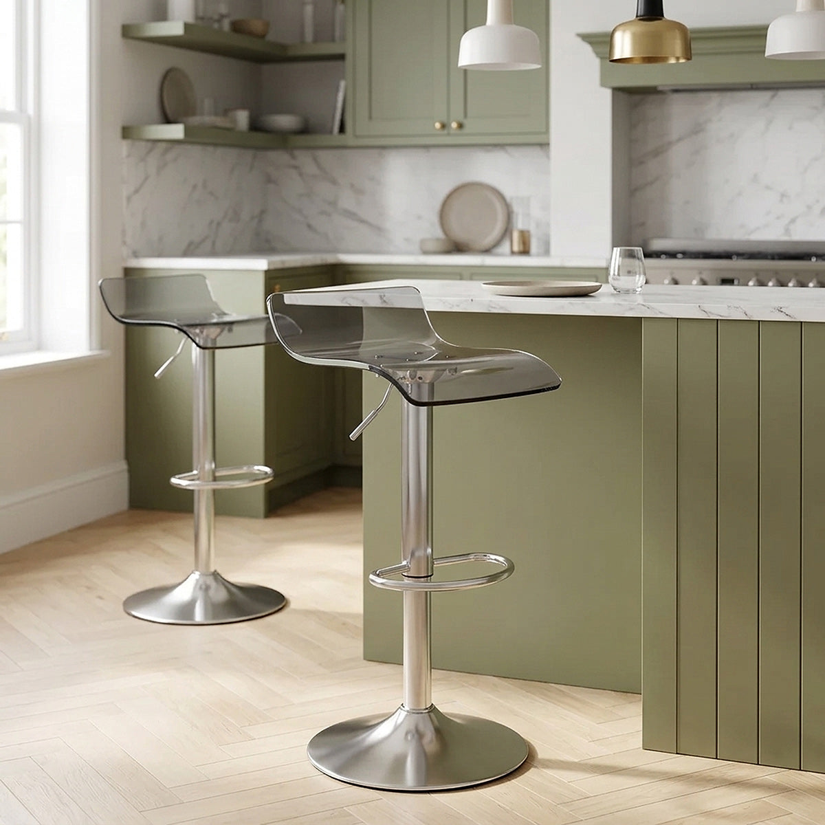 Tabouret Plastique Chrome Brossé - Shimmer Gris 