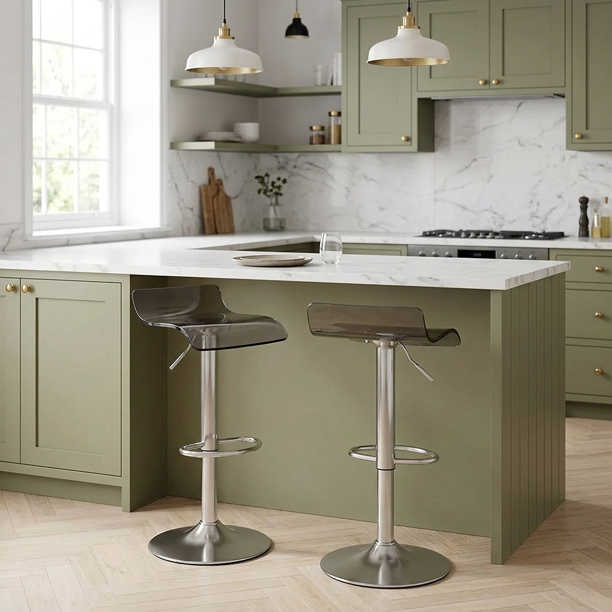 Tabouret Plastique Chrome Brossé - Shimmer Gris 